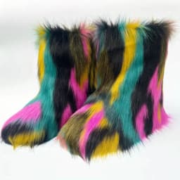 New Winter Shoes Women's Fashion Fluffy Faux Fur Boots Ladies Plush Warm Snow Boots Luxury Footwear Girls Furry Fur Booties36-45