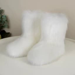 New Winter Shoes Women's Fashion Fluffy Faux Fur Boots Ladies Plush Warm Snow Boots Luxury Footwear Girls Furry Fur Booties36-45