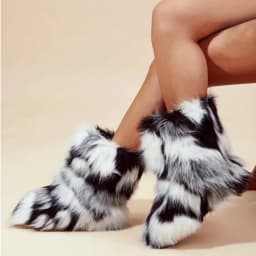 New Winter Shoes Women's Fashion Fluffy Faux Fur Boots Ladies Plush Warm Snow Boots Luxury Footwear Girls Furry Fur Booties36-45