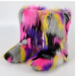 New Winter Shoes Women's Fashion Fluffy Faux Fur Boots Ladies Plush Warm Snow Boots Luxury Footwear Girls Furry Fur Booties36-45