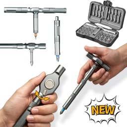 Multifunctional Ratchet Screwdriver Set 38 In 1 T Handle Magnetic S2 Steel Bits For Motorcycle Car DIY Repair Hand Tools