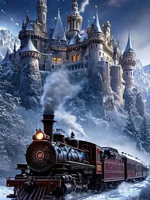 Diamond Painting Train Landscape Suitable for Beginners DIY Diamond Mosaic House Castle Embroidery Handmade Gift
