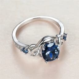 Huitan Graceful Rings with Blue/Purple CZ Noble Gentle Creative Engagement Jewelry for Women Delicate Fashion Finger Accessories