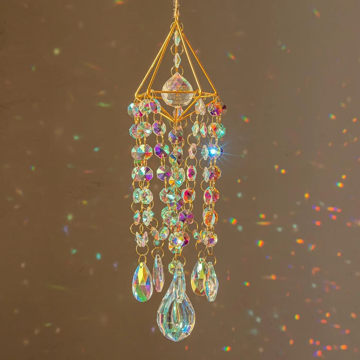 Crystal Suncatchers for Window Hanging Wind Chime Style Garden Sun Catchers with Crystals Rainbow Maker Indoor Outdoor Decor