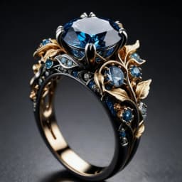 Retro and Trendy Blue Color Inlaid Zircon Leaf Women's Ring, Luxurious and Fashionable Banquet Party Accessories, Jewelry Gifts