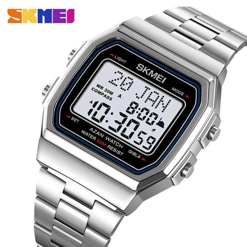 SKMEI 2113 Mens Prayer Azan Compass Alarm Hijri Islamic Digital Wristwatches New Back Light Display Stopwatch Sports Watches