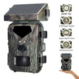 Suntekcam Mini Solar Trail Camera, 20MP 1080P Night Vision IP65 Waterproof, 0.5s Trigger Deer Scouting Wildlife Monitoring