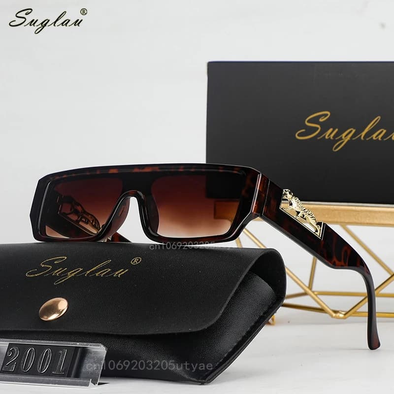 SUGLAU Leopard Rectangle Women's Sunglasses Unisex Vintage Driving High Quality Sun Eyeglass Outdoors Sports Sun Glasses UV400