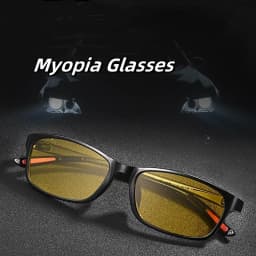 Vintage Women Men's Anti-Glare Driving Night Vision Minus Glasses Ultralight Square Frame Eyeglasses Retro Myopia Eyewear To-4.0