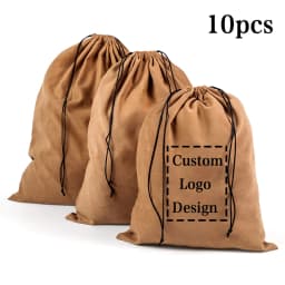10pcs/lot Logo Customized Suede Travel Drawstring Storage Bags Personalize Folded Dust Sacks for Handbags and Shoes