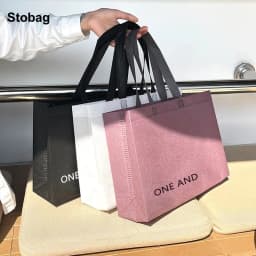StoBag 20pcs Non-woven Tote Bags Color Fabric Portable Eco-friendly Shopping Storage Reusable Large Pouch Custom Logo(Extra Fee)