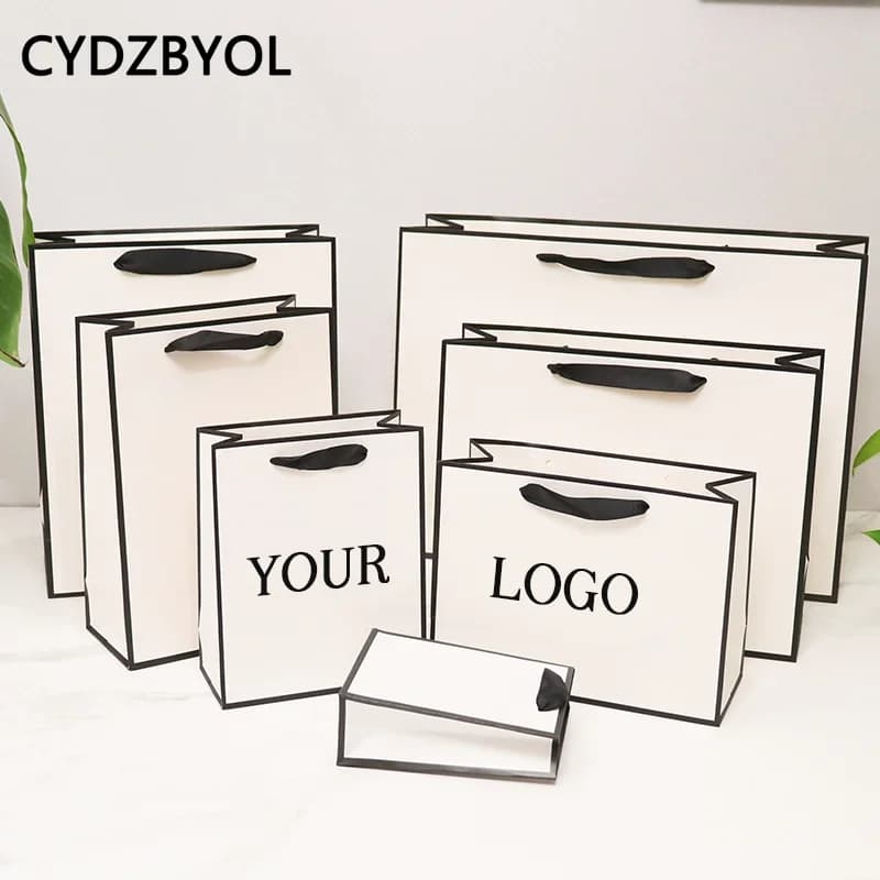 CYDZBYOL 10 Pcs Custom Logo Packaging For Small Businesses Valentines Day Gift Luxury Bag Wedding Birthday Packge Bag Custom