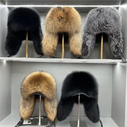 New 100% Genuine Fox Fur Ear-Protecting Hat Men Real Raccoon Fur Hat Women Winter Warm Fur Real Sheep Leather Snow Hat