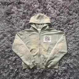 Juspinice Korean Fashion New Printed Hoodie Short Hoodie 2025 New Versatile Zipper Cardigan Jacket Male Clothing