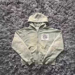 Juspinice Korean Fashion New Printed Hoodie Short Hoodie 2025 New Versatile Zipper Cardigan Jacket Male Clothing