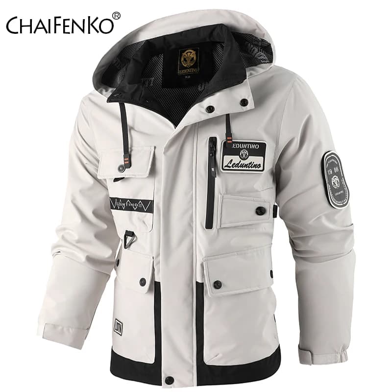 Outdoors Men Comfort Detachable Hat Solid Tops Spring Autumn Simplicity Windproof Casual Coat New Fashion Versatile Jacket Men
