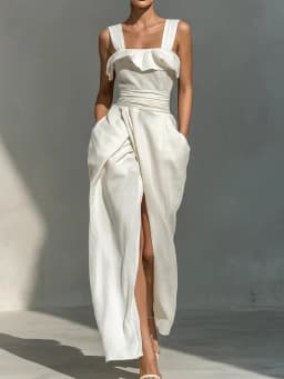 Women Summer Sleeveless Maxi Dress Elegant Split Halter Neck Chic Party Dress Solid Color Simple Fashion Streetwear for Holiday