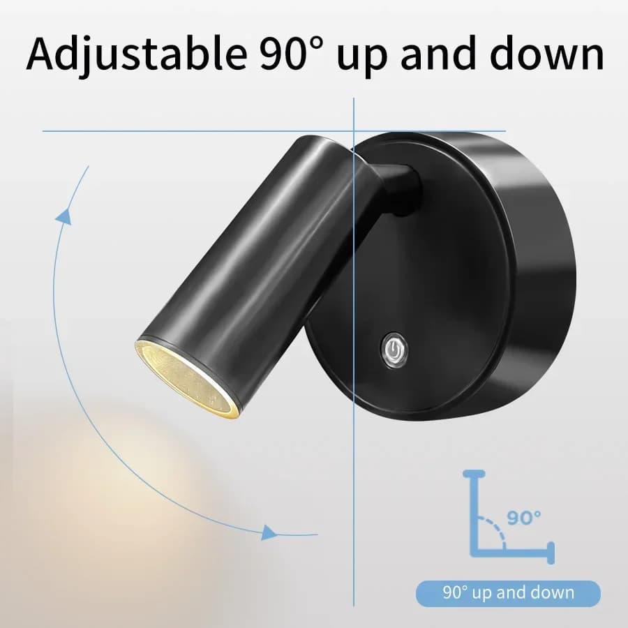 Rechargeable LED Wall Lamp Touch Control 360 Rotatable Dimmable Wireless Magnetic Night Light Bedside Sconce Bedroom Reading