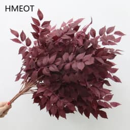 HMEOT Artificial Green Plants Grass Silk Trumpet Leaf Fake Flower Wedding Floral Row Accessories Vase Home Decor Greenery H6969