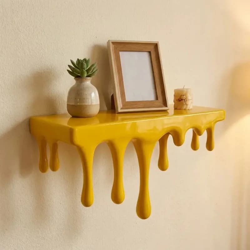 Decorative 3D Printed Drip Floating Shelf Plastic Stable Melting Wall Shelf Irregular Artistic Plants Display Stand Bedroom