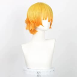 HAIRJOY Synthetic Hair Wig Zenitsu Wife Cosplay Wig Yellow Ombre Orange Curly Short Hair Wig Rose Net