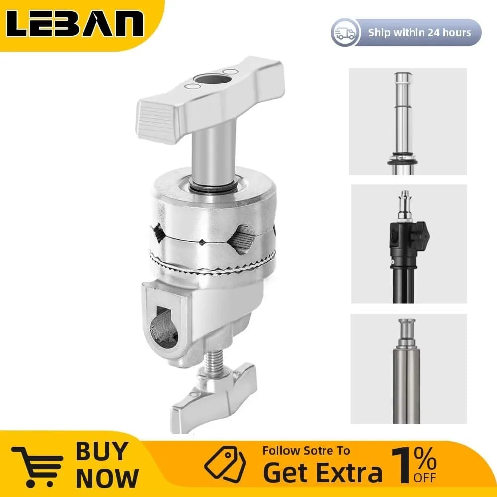 Heavy Duty Grip Head 1.6cm 16mm C Stand Mounting Adapter Metal Holder Photography for Light Stand Extension Boom Arm Reflector