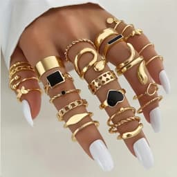 27Pcs/Lot New Fashion Rings For Women Geometry Heart Trendy Elegant Exquisite Charm Mix Style Jewelry Daily Holiday Party Gifts