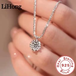 Moissanite 925 Necklaces for Women Unique Design Sparkling Cauliflower Chain with Diamond Pendant Dainty Party Jewelry Gift