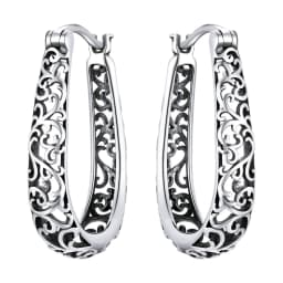BAMOER 18K Gold Plated Filigree Hoop Earrings 925 Sterling Silver Vintage Vine Earrings For Women Fine Jewelry Original Design