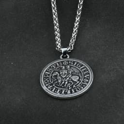 Men Amulet Jewelry Viking Double War Horse Greek Latin Knights Templar Exquisite Commemorative Seal Pendant Necklace