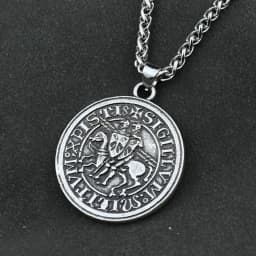 Men Amulet Jewelry Viking Double War Horse Greek Latin Knights Templar Exquisite Commemorative Seal Pendant Necklace