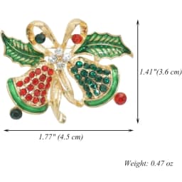 2026 New Christmas Jewelry Fashion Sweet Alloy Enamel Rhinestone Christmas Bells Brooch Pin For Women Clothing Accessories