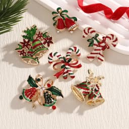 2026 New Christmas Jewelry Fashion Sweet Alloy Enamel Rhinestone Christmas Bells Brooch Pin For Women Clothing Accessories