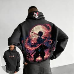 Demon Slayer Men's Hoodie Sweatshirt Kamado Tanjirou Anime Spring Autumn and Winter Boy Warm Long-sleeved Parent-child Outfit