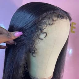 4C Curly Edges 13x4 HD Transparent Lace Frontal Human Hair Wig Straight Glueless Human Hair Pre-plucked With Baby Hair Brazilian
