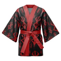 2026 New Pattern Men's Black and Red Gradient Japanese Outdoor Kimono