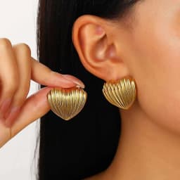 Fashion Round Stainless Steel Metal Earrings for Women Gold-Color Shell-Shaped Vintage Punk Earrings Elegent Female Jewelry New