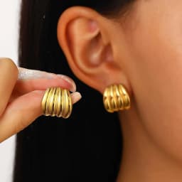 Fashion Round Stainless Steel Metal Earrings for Women Gold-Color Shell-Shaped Vintage Punk Earrings Elegent Female Jewelry New
