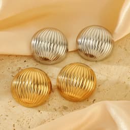 Fashion Round Stainless Steel Metal Earrings for Women Gold-Color Shell-Shaped Vintage Punk Earrings Elegent Female Jewelry New