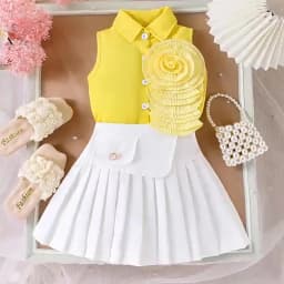 Children's Clothing Girl's Elegant Suit Dot Lace Sleeve Belted Blazer Coat Top and Pants Sets Three Piece Sets For Kids Clothes