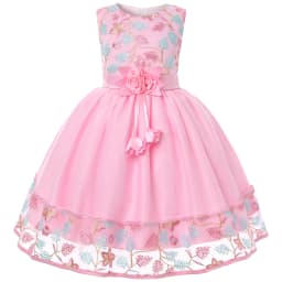 European and American Embroidery Dress Girl's Party Lace Princess Flower Child Net Gauze Pengpeng Dress