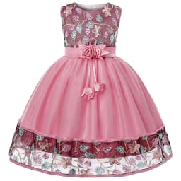 European and American Embroidery Dress Girl's Party Lace Princess Flower Child Net Gauze Pengpeng Dress