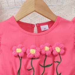 Girl Child Dress Embroidered Small Flower Flying Sleeve Dress+Small Bag 2Pcs Suitable 1-6 Years Girl Child Summer Fashion Dress