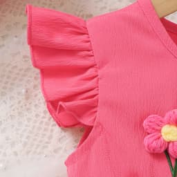 Girl Child Dress Embroidered Small Flower Flying Sleeve Dress+Small Bag 2Pcs Suitable 1-6 Years Girl Child Summer Fashion Dress