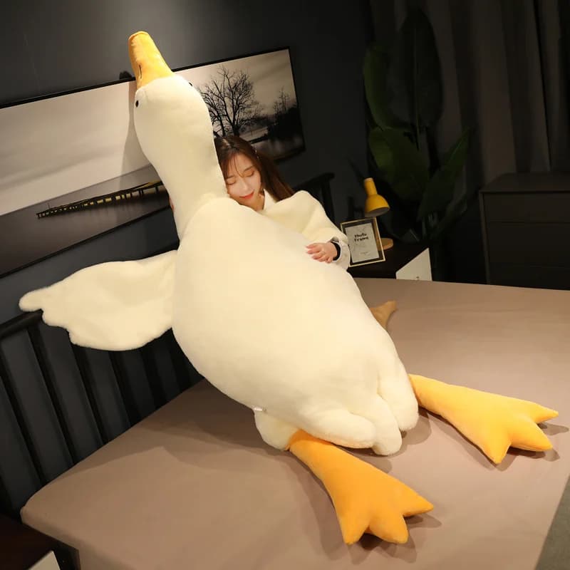 50-190cm Large Brown Hug Stuffed Animal Duck Kawaii Giant Goose Plush Toy Sleeping Pillow Big Soft Doll Party Gift for Boy Girls