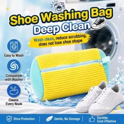 Fluffy Fiber 360 ° Surround Cleaning Shoe Washing Bag - Reusable Durable Machine-Washable Shoe Bag With Zipper Closure(1Pcs)