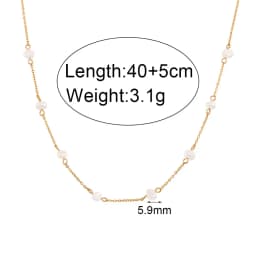 E.B.belle Anti-allergy Stainless Steel Chain Freshwater Pearl Chain Necklace Bracelets For Women Gold Plated Jewelry Set