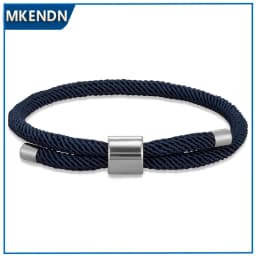 MKENDN Minimalist Stainless Steel Bracelet Men Women Handmade Adjustable Size Rope Couple Bracelets Summer Beach Jewelry Gift