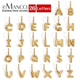 EMANCO Stainless Steel 3D Bubble Alphabet Charms Minimalist Style Letter Elements DIY Necklace Bracelet Jewelry Making
