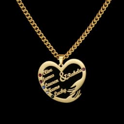 Custom Family Names Necklace Personalized Stainless Steel Pendant with 3mm Cuban Chain Birthstone Heart Hand Hug Life Tree
